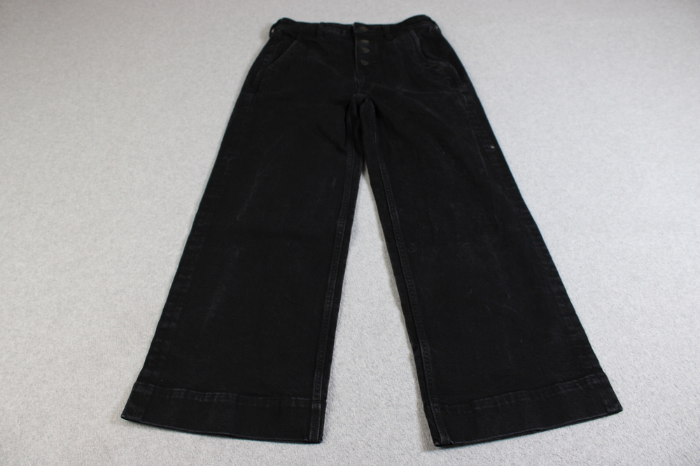 Everlane Jean Women 27 Ankle Black High Rise Relaxed Wide Leg Stretch Denim Crop